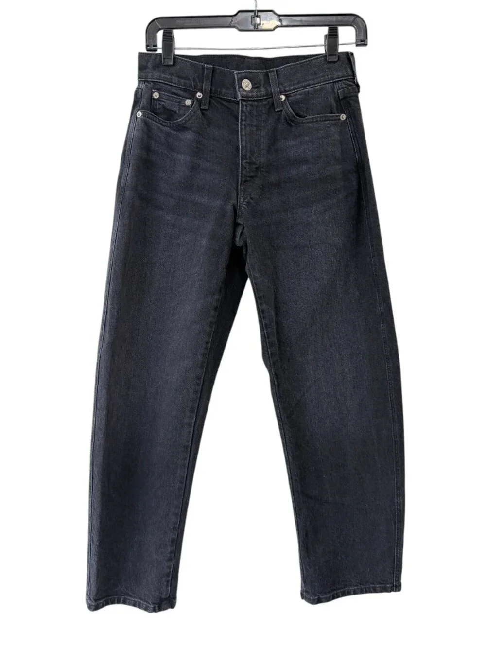 $255 AYR Black Charcoal The Knockout Straight Leg Jean Pants size 24/27